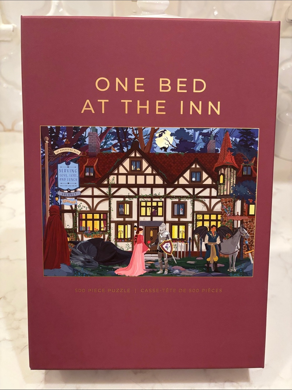 Hobbry One Bed At The Inn 500 Piece Puzzle - Burgundy Box